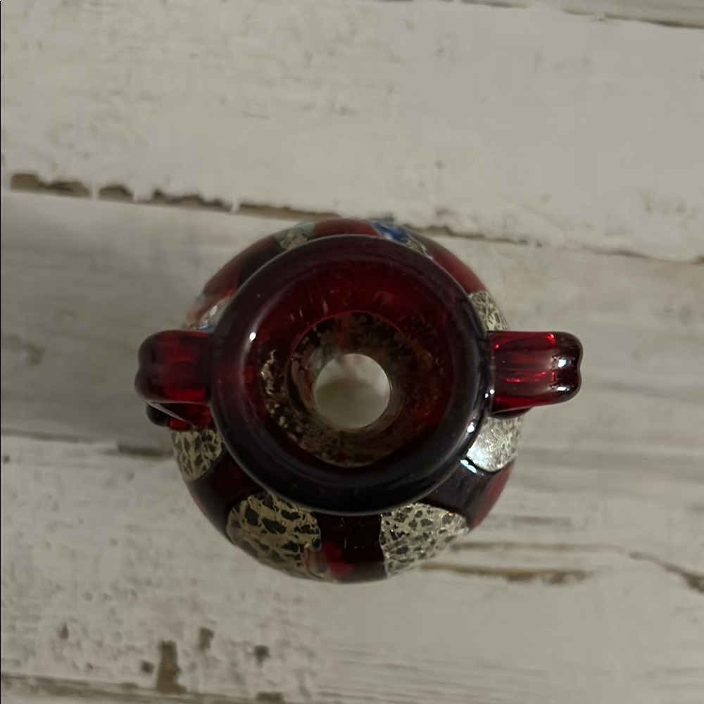Murano Millefiori Glass Red Vase - Picture 3 of 6